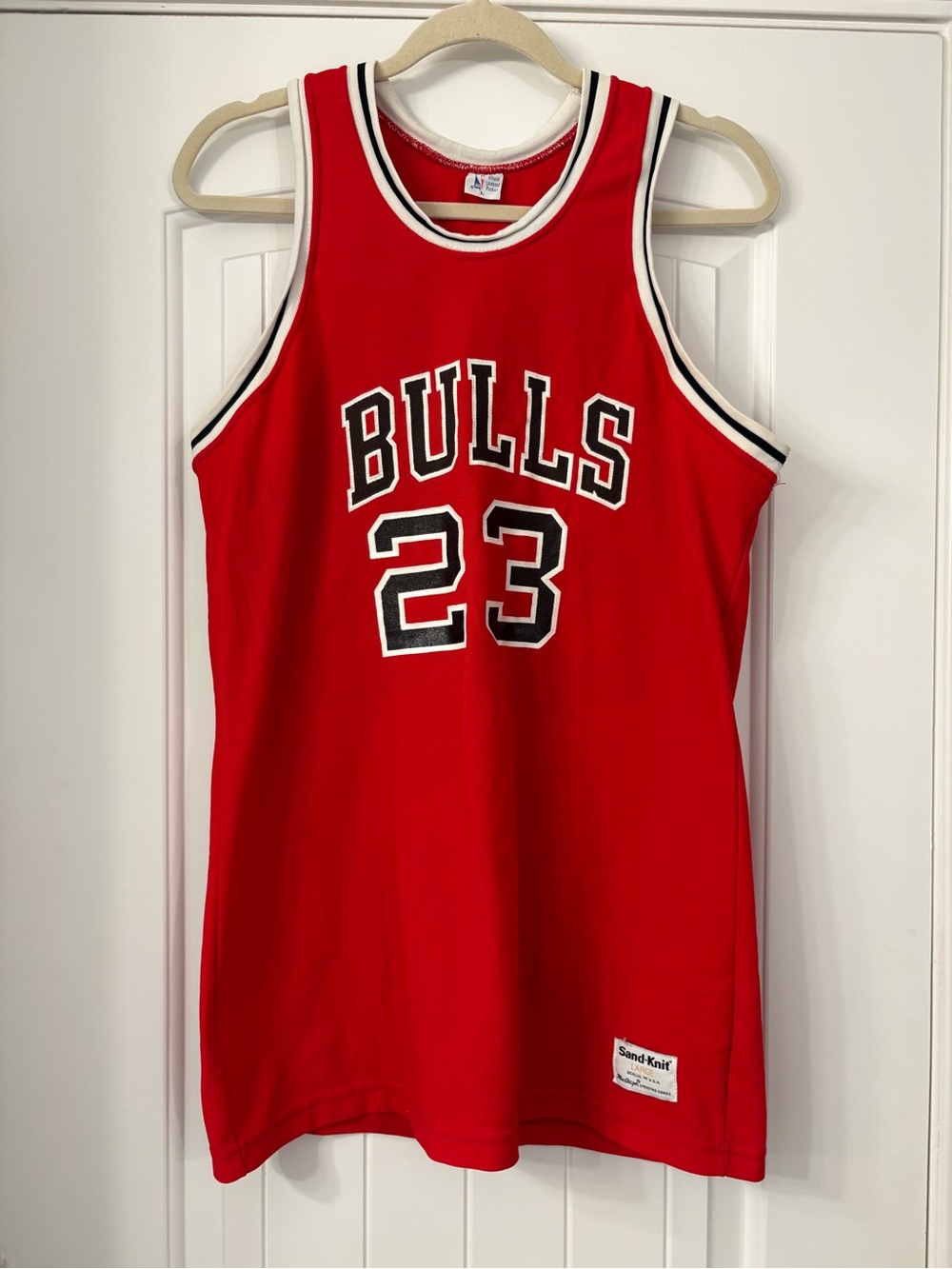 Vintage Sand-Knit Chicago Bulls #23 Red Basketball Jersey